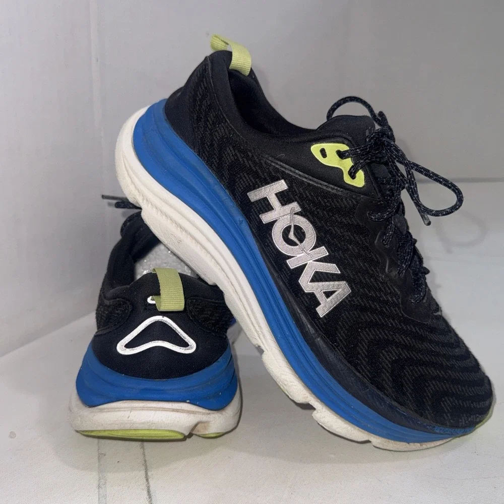 Hoka One Gaviota 5 Black Blue Gym Athletic Comfort Running Sneakers Mens Size 7D